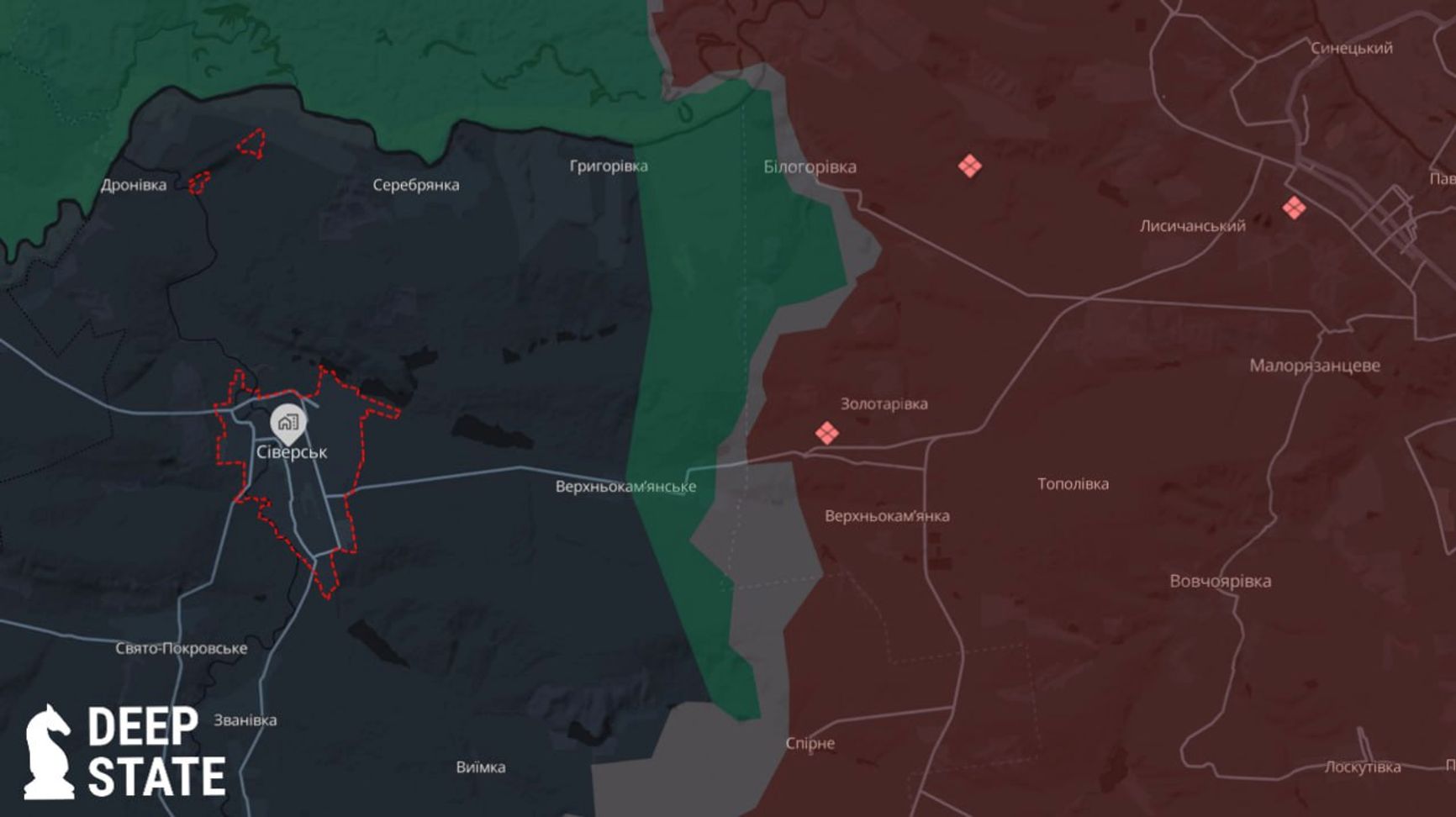Ситуация на Северском выступе по версии DeepState