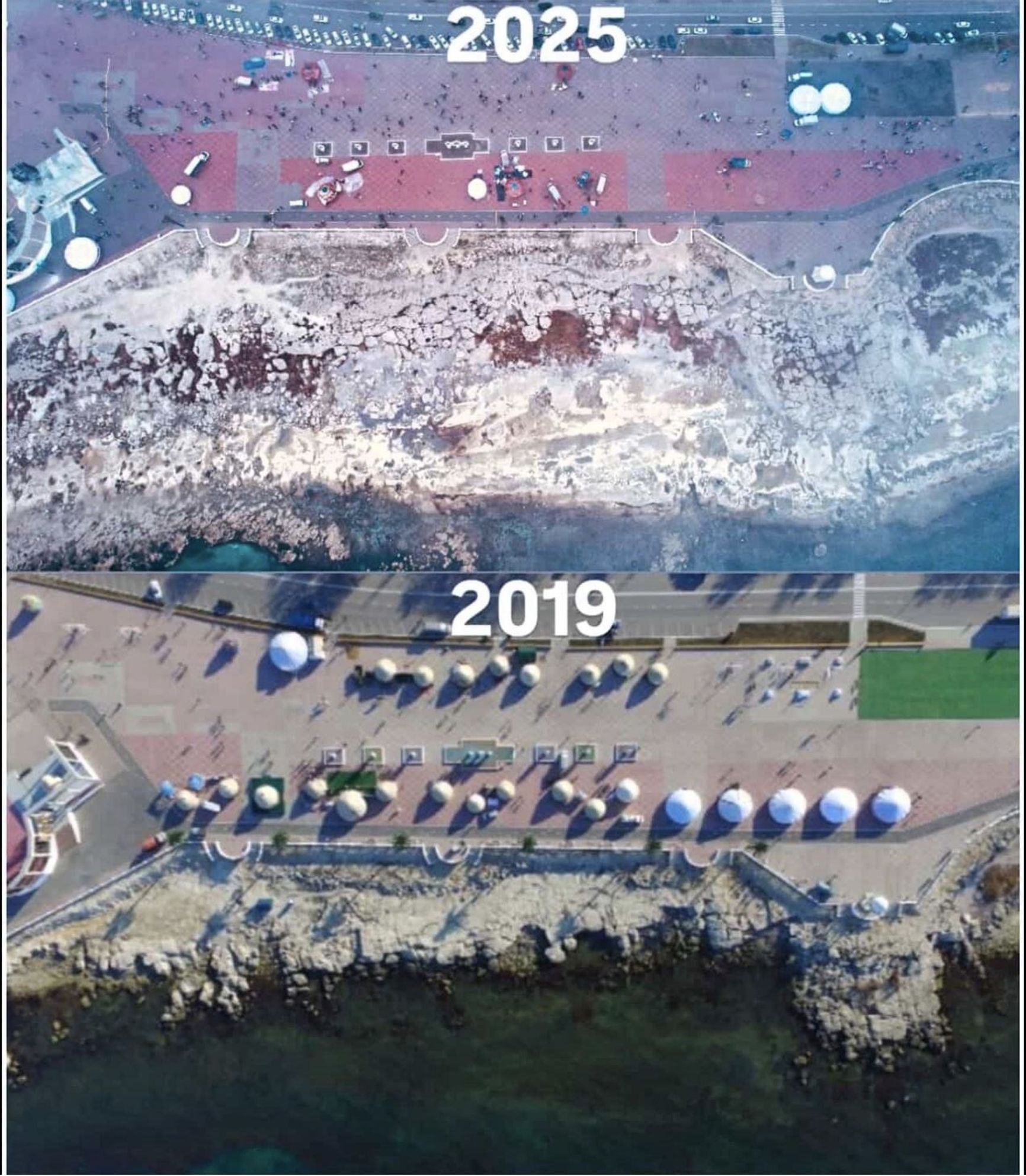 Photo by Alexander, shared with The Insider. The image shows how far the water has receded from the embankment of the city of Aktau in 2025