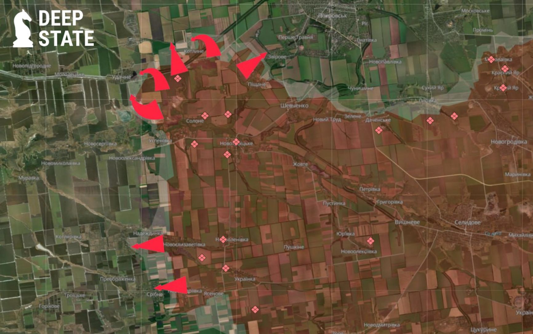 Ситуация на западном фланге покровского направления по версии DeepState