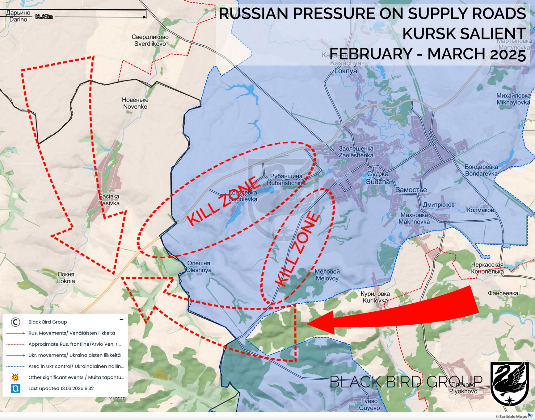 Конечный этап ликвидации плацдарма ВСУ в Курской области по версии Black Bird Group
